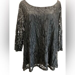 Simply Emma Women’s 3/4 Sleeve Lace Top Black Size 2X New with Tag